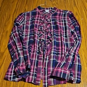 Chico's Multicolor Plaid Top Size 2 (12to 14)